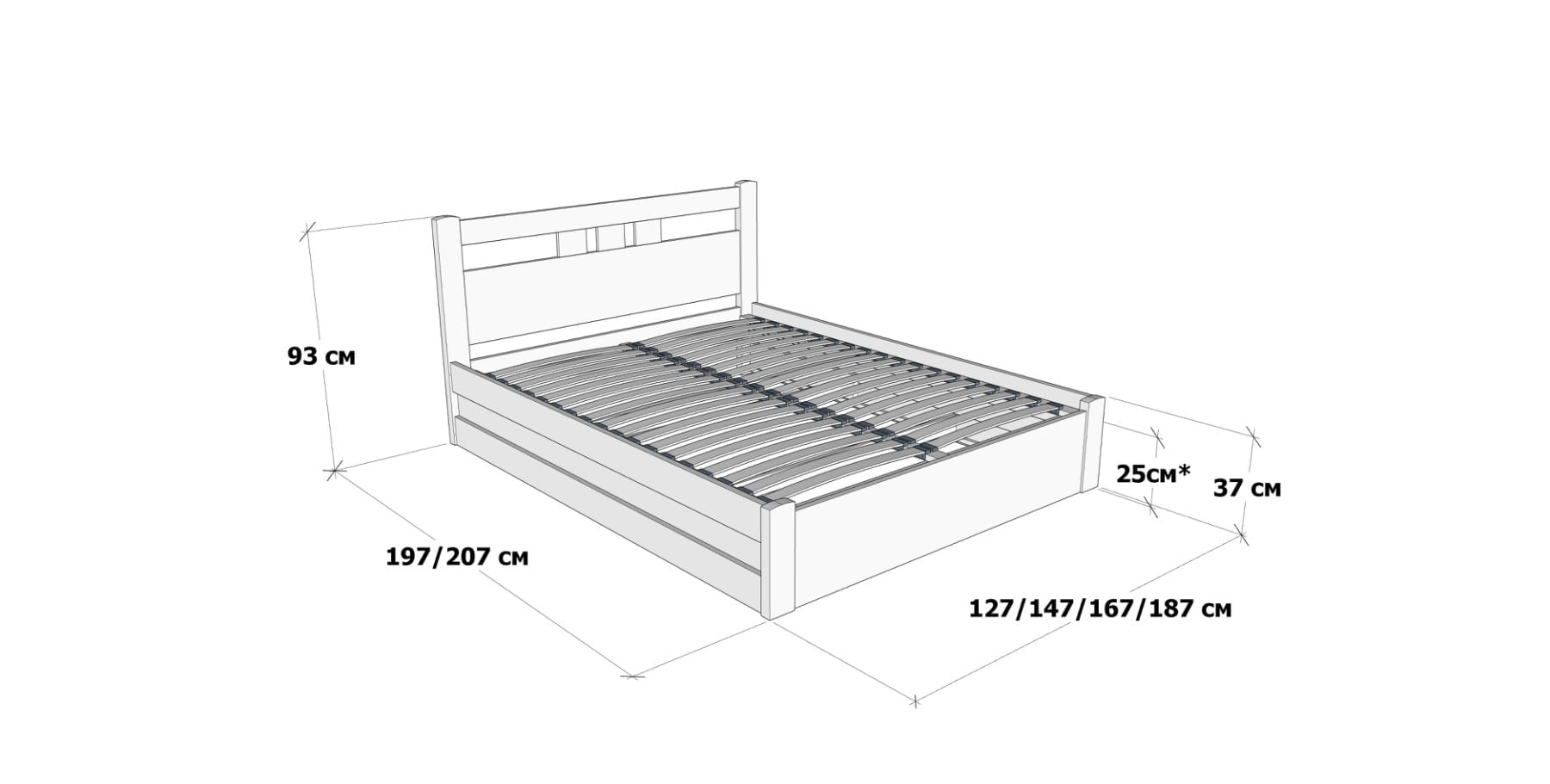 Двоспальне ліжко з підйомним механізмом “Геракл” з низьким узніжжям