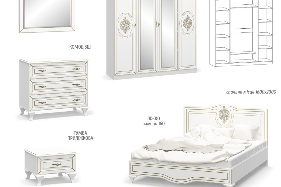 mebel service spalnia Milan_elem_ Спальня МІЛАН