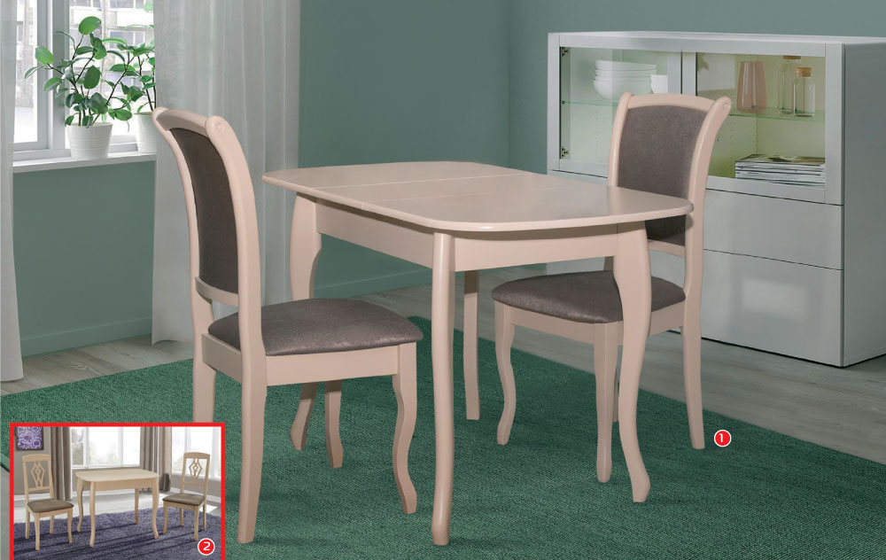 Стіл-Кантрі-розкладний_нерозкладний-+-стільці-Марсель-беж Стіл Кантрі розкладний/нерозкладний + стільці Марсель