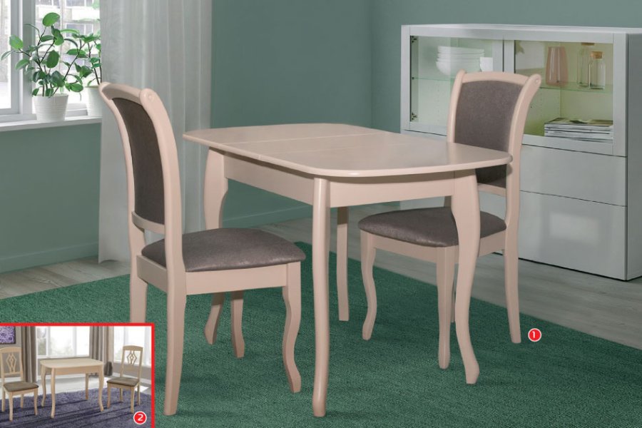 Стіл-Кантрі-розкладний_нерозкладний-+-стільці-Марсель-беж Стіл Кантрі розкладний/нерозкладний + стільці Марсель