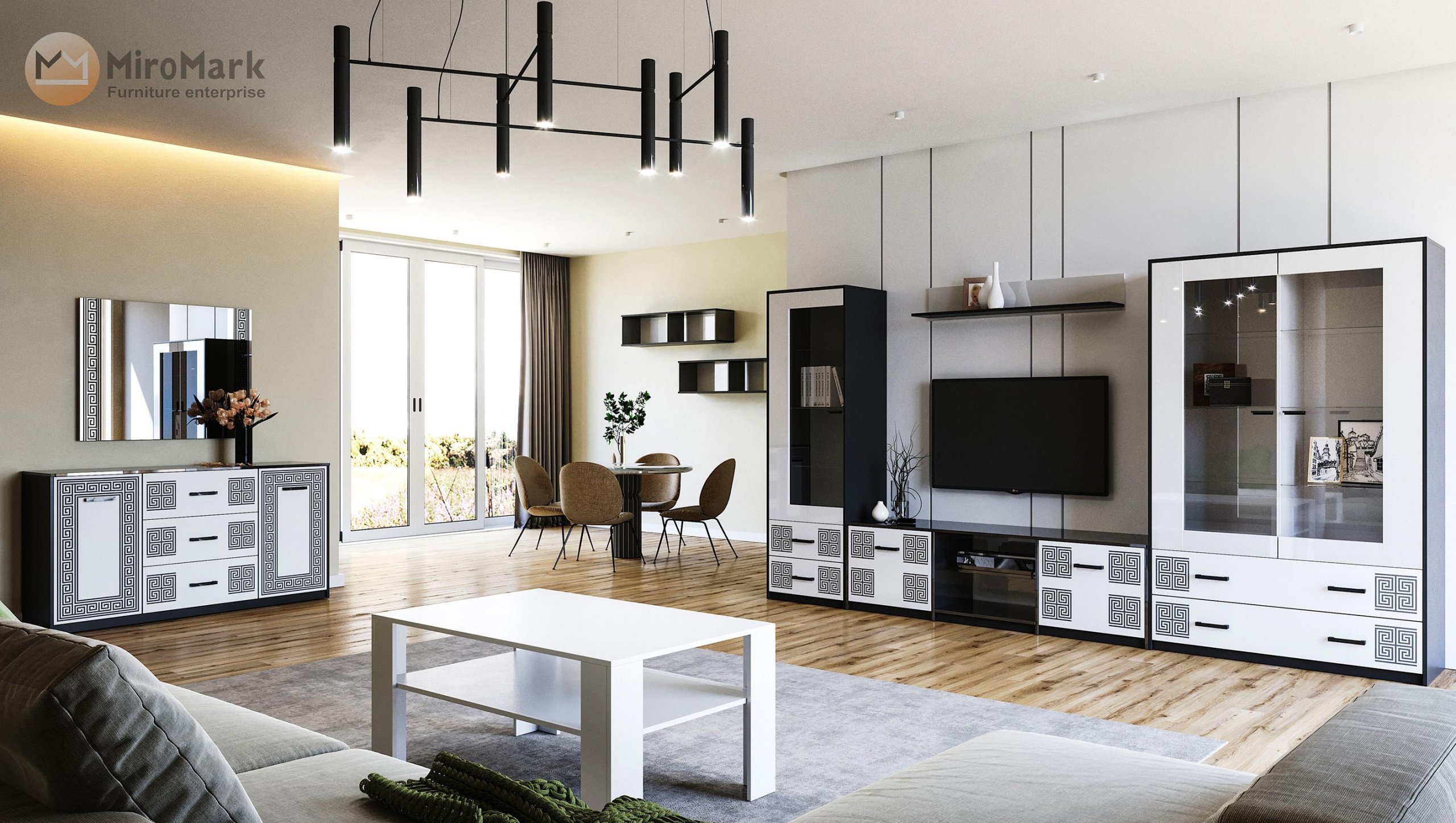 Вітальня Viola | Глянець Білий - Мат Чорний