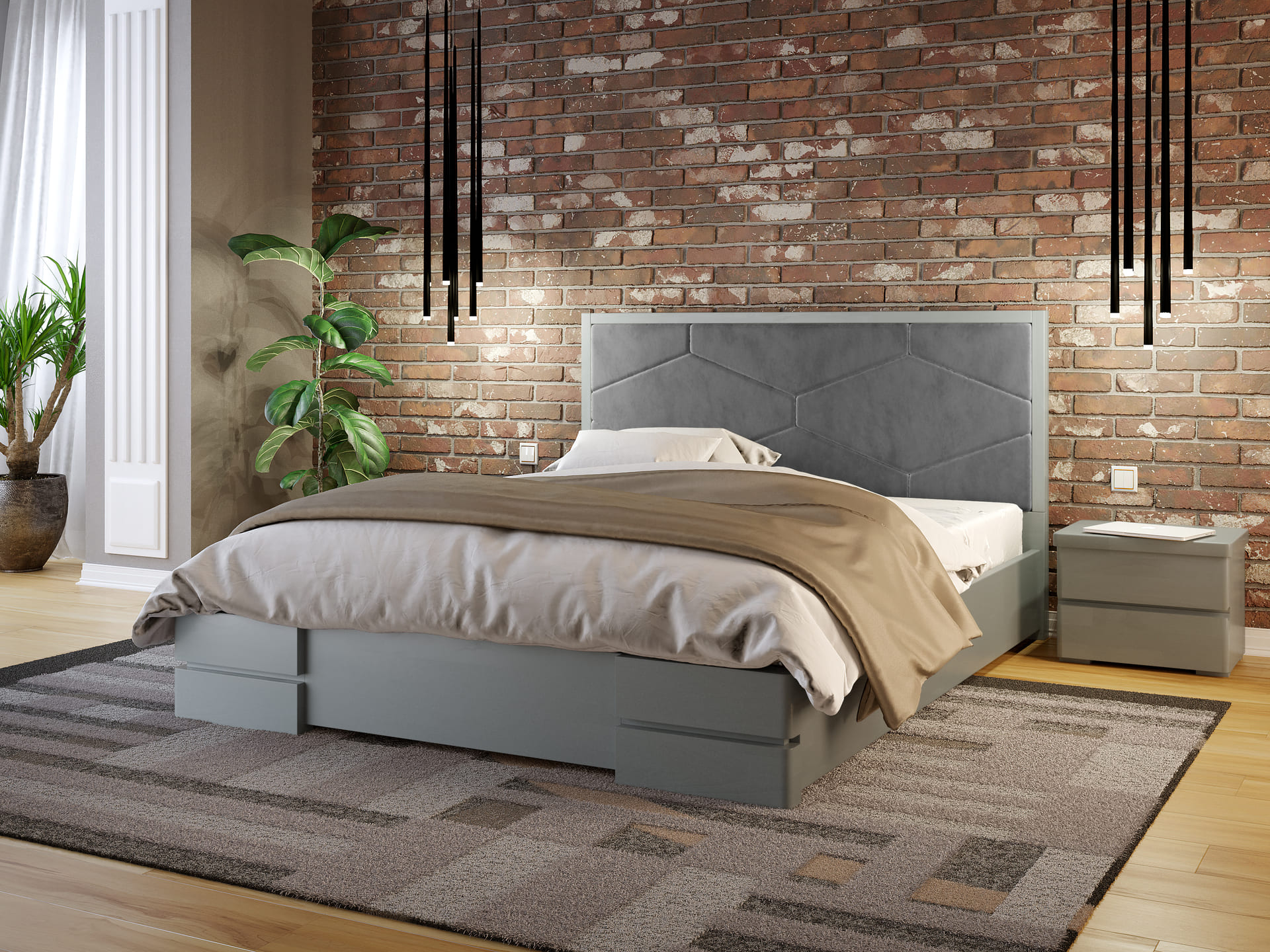 Сельвія Сірий_Р80 Двоспальне ліжко Сельвія / Selvia