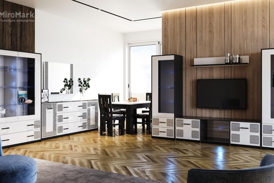 Вітальня Viola | Глянець Білий - Мат Чорний