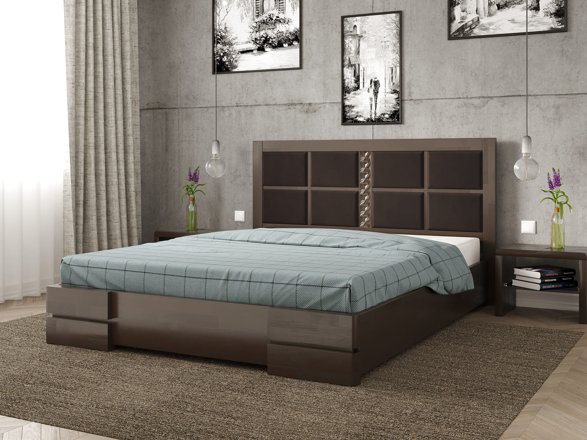 Кардинал2 Горіх темний_Riviera 28 Двоспальне ліжко Кардинал ІІ / Cardinal ІІ