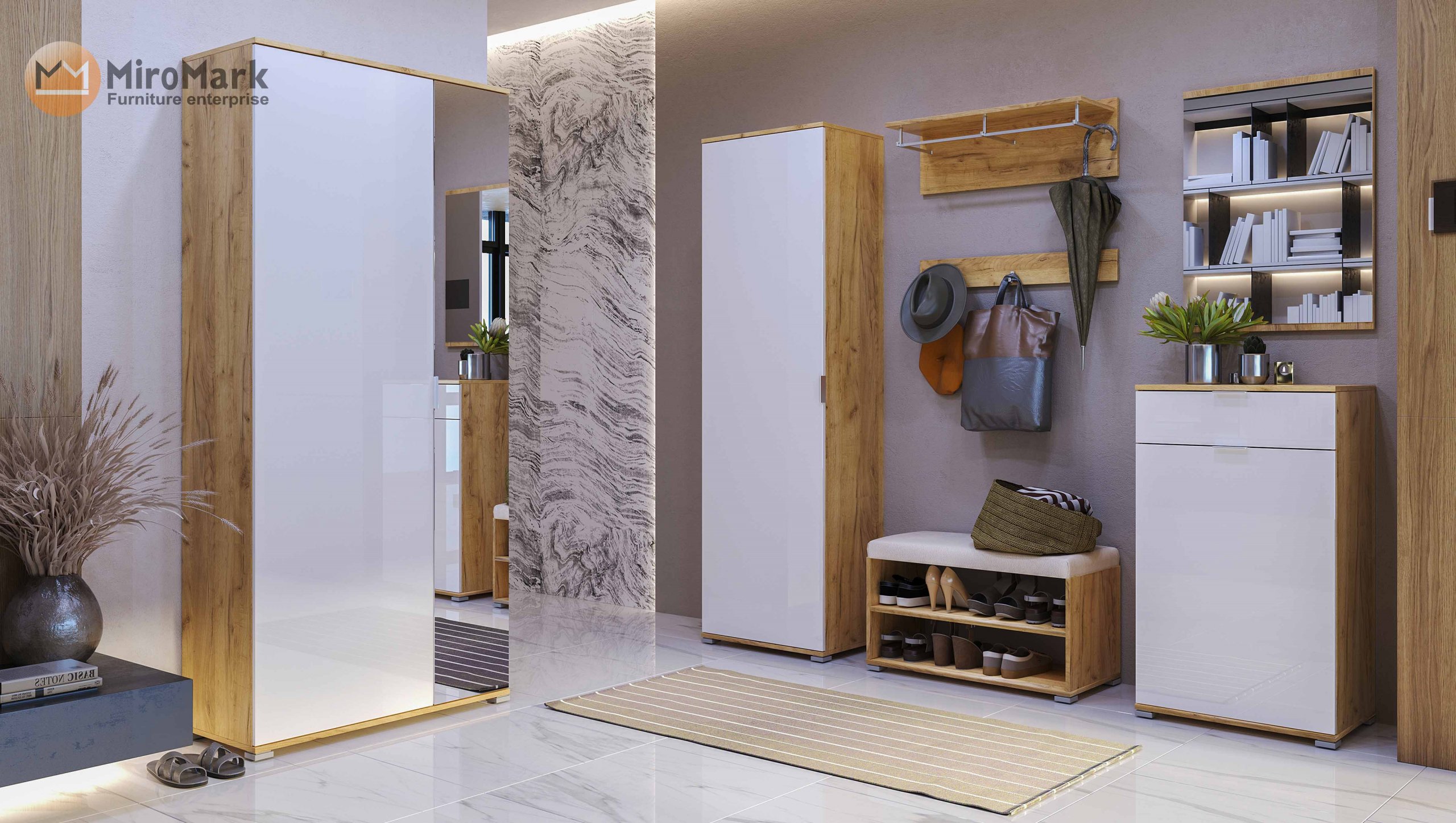 Передпокій ASTI дуб крафт/глянець білий