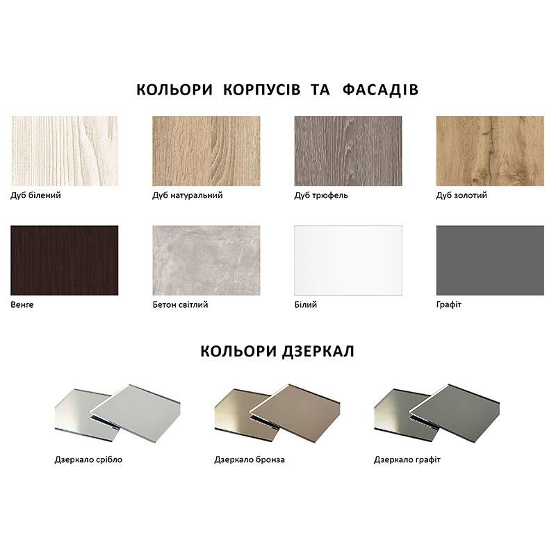 Шафа-купе 2,5м "З 4-х частин" тридверна з дзеркалом