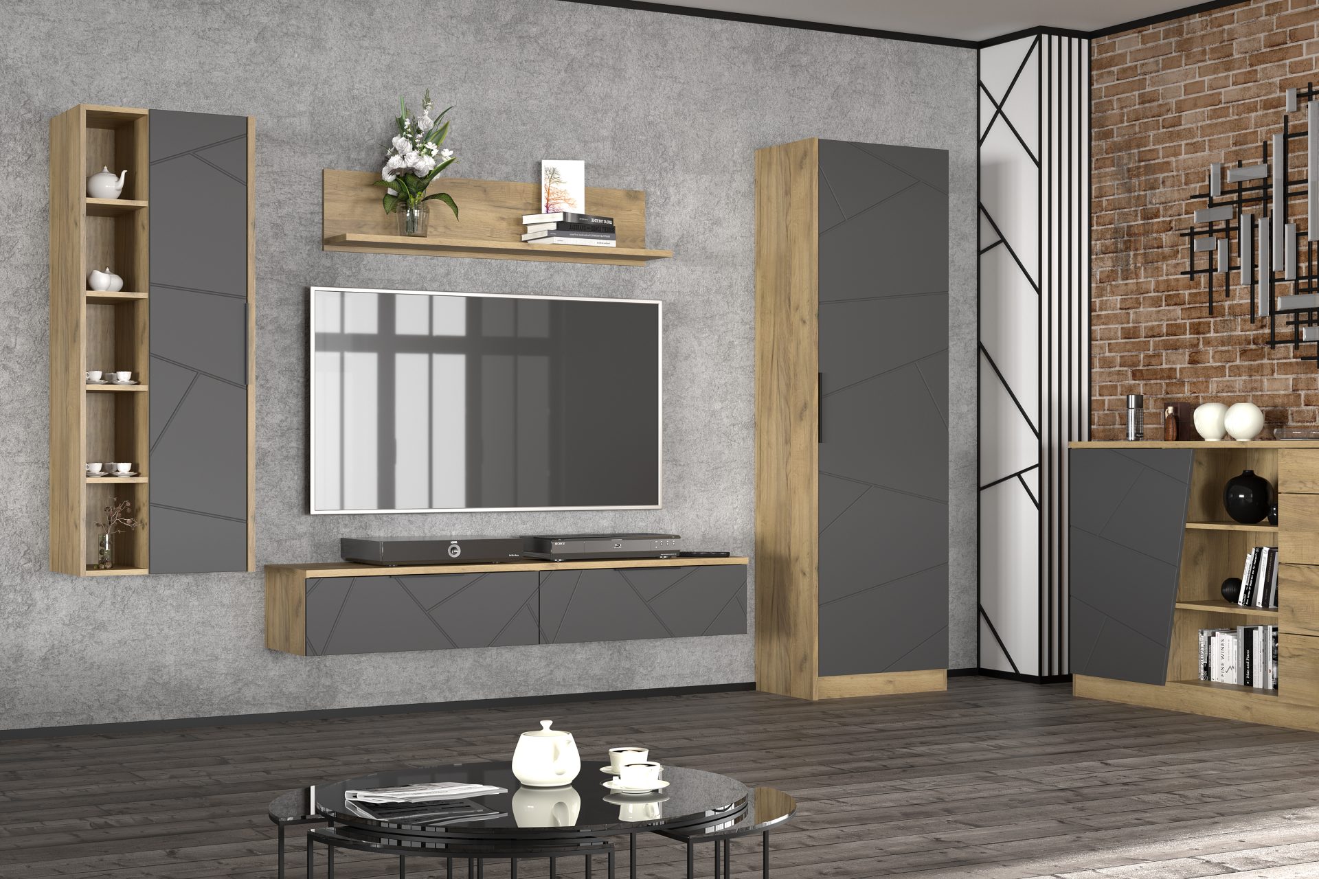 vektor_stinka_sir_oak_kraft_zol_v_inter_2 Модульна вітальня Вектор