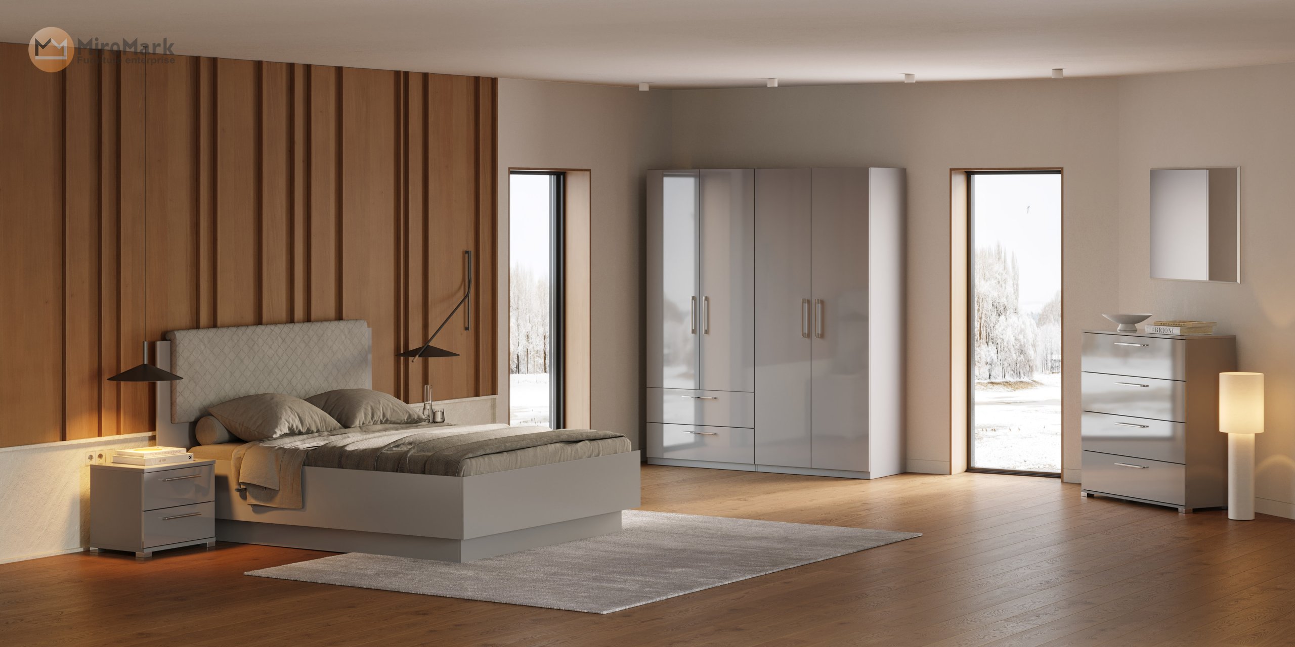 1_Megy Спальня Megy Глянець Шиншила Сіра