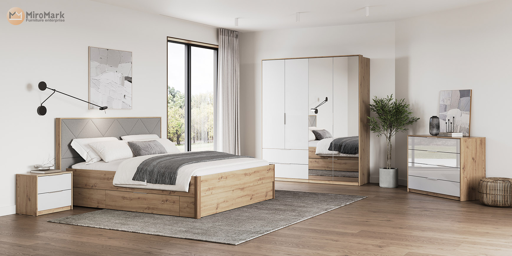 Спальня Raymond Глянець Білий Дуб Артізан