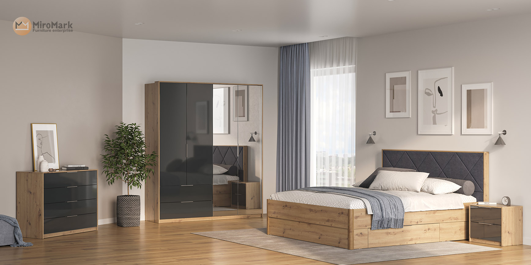 Спальня Raymond Глянець Білий Дуб Артізан