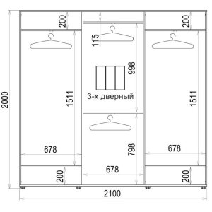 Шафа-купе 3 двері ДСП Класік-3 Венге магія