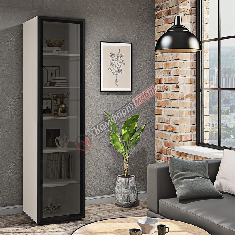 vitryna_flex_50_sm_sklo_grafit_odnodverna Пенал Flex 400 мм для документів